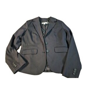 NEW YORK & COMPANY Womens Size 8 Pinstripe Blazer Navy Jacket Work Coat